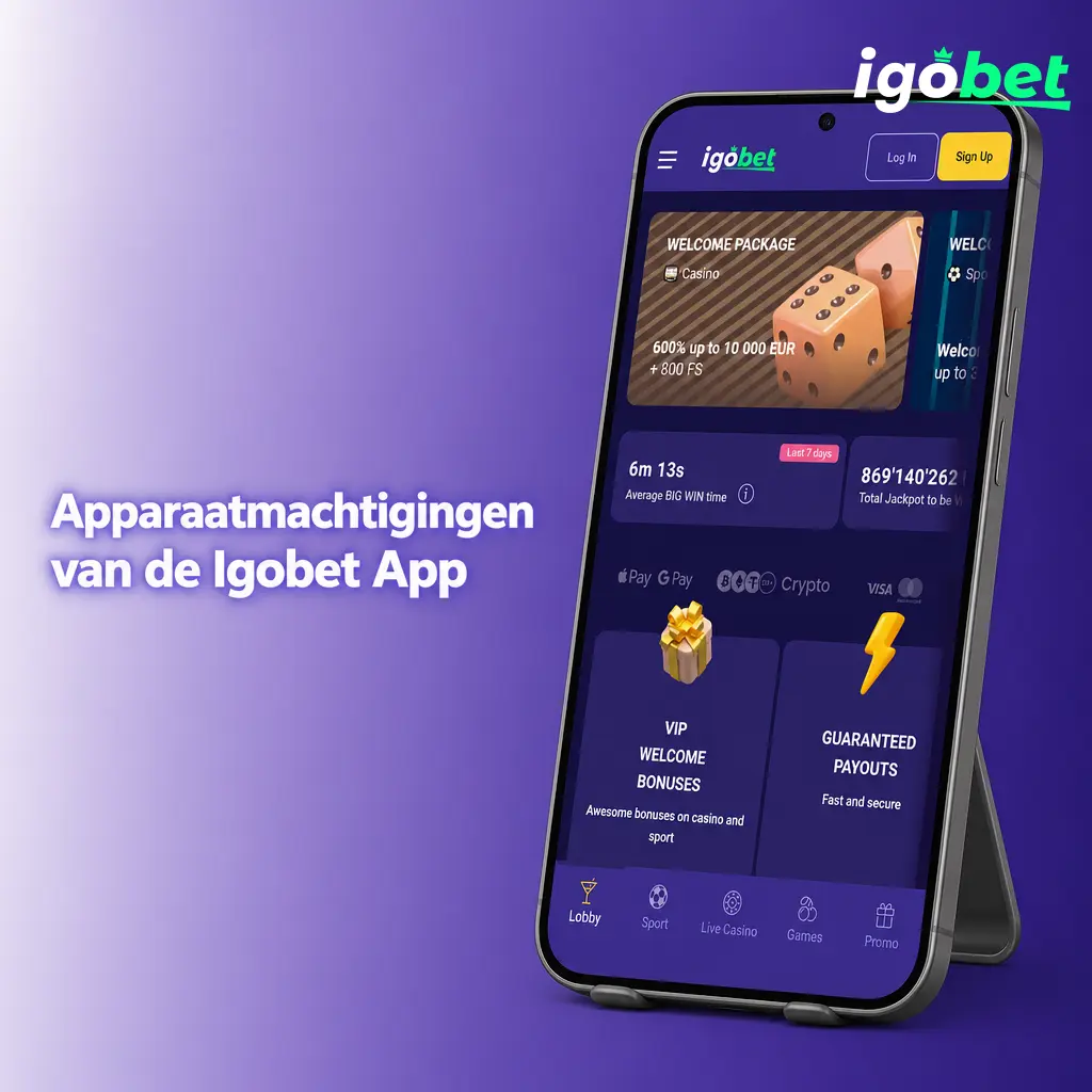 Apparaatmachtigingen van de Igobet App